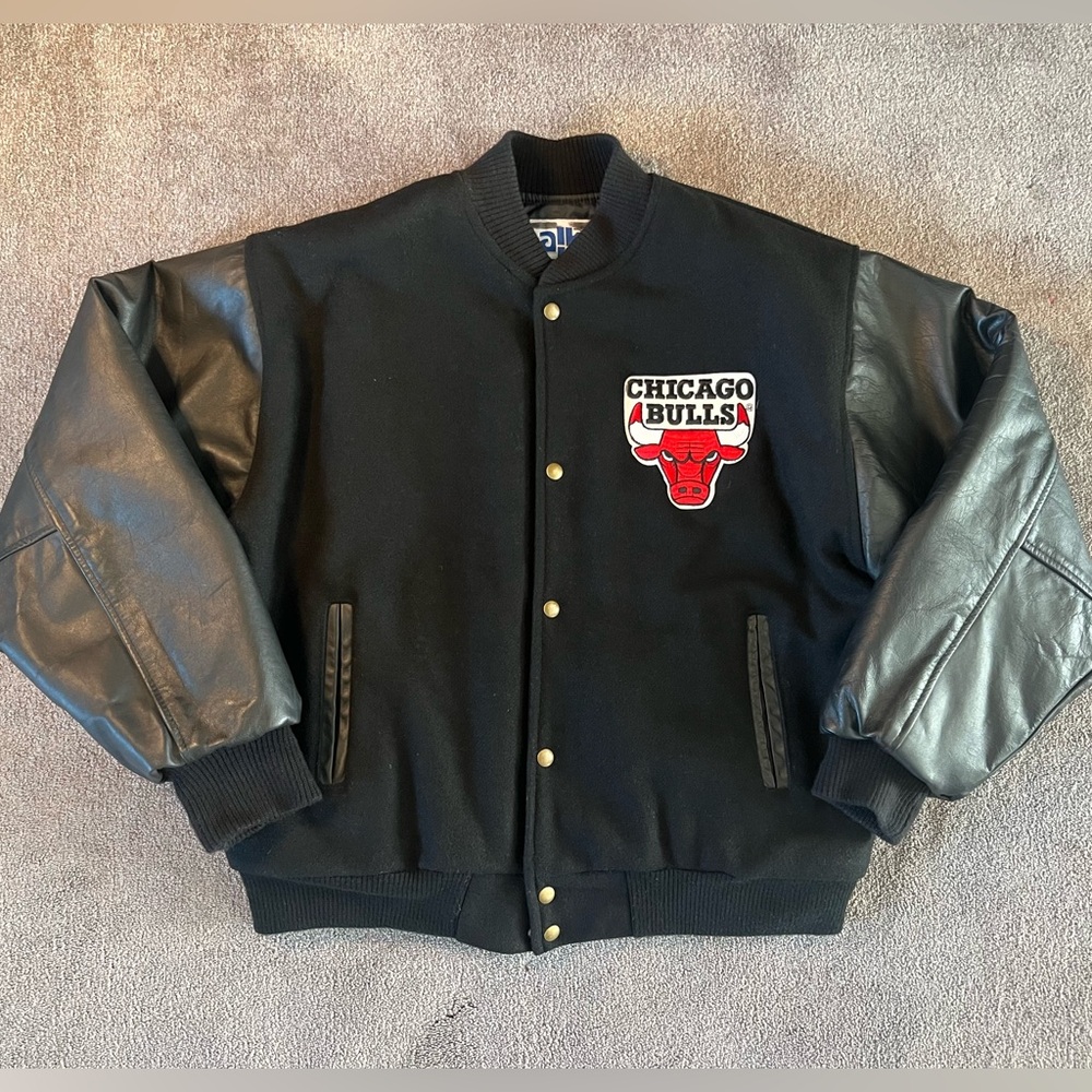 Vintage Chalk Line Chicago Bulls Leather & Wool Letterman Jacket - Picture 2 of 10